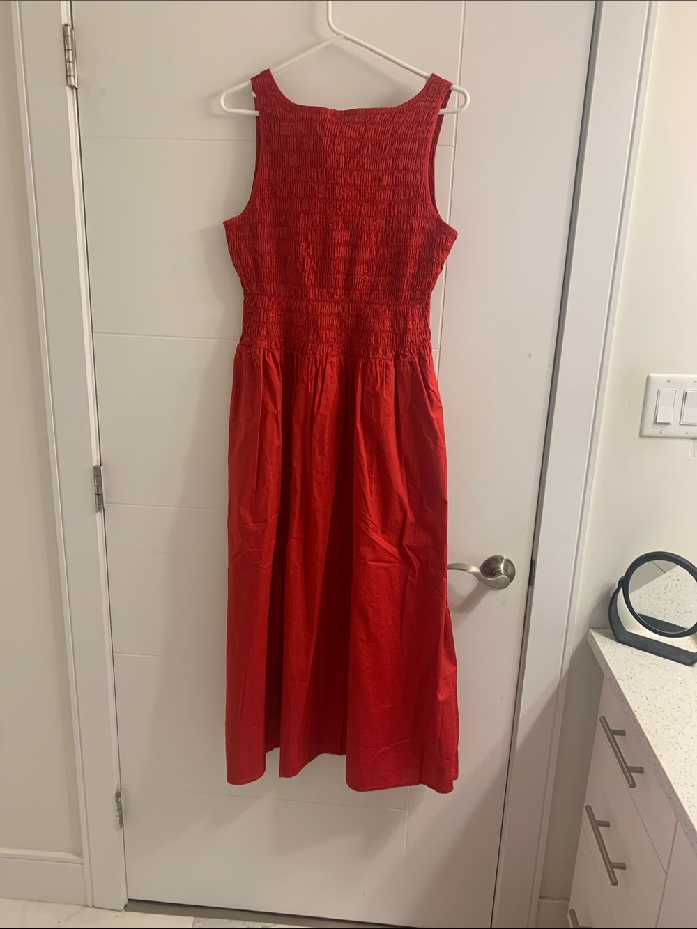 GAP Red Sleeveless Smocked Maxi Dress